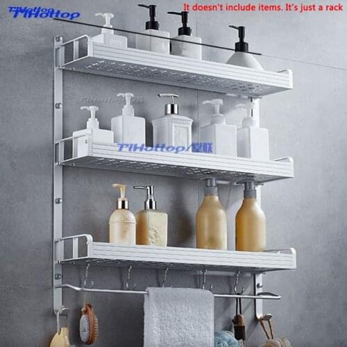 Square three 60 Aluminum Bathroom Shelf Shower Shampoo Soap Cosmetic Shelves Bathroom Accessories Storage