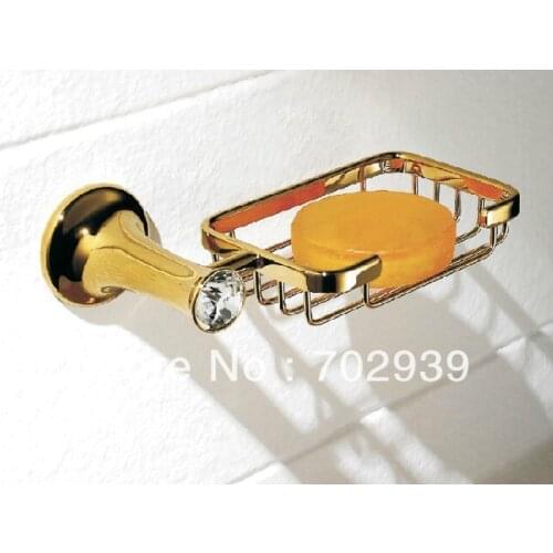 FREE SHIPPING new design GOLD Clour crystal SOAP basket holder