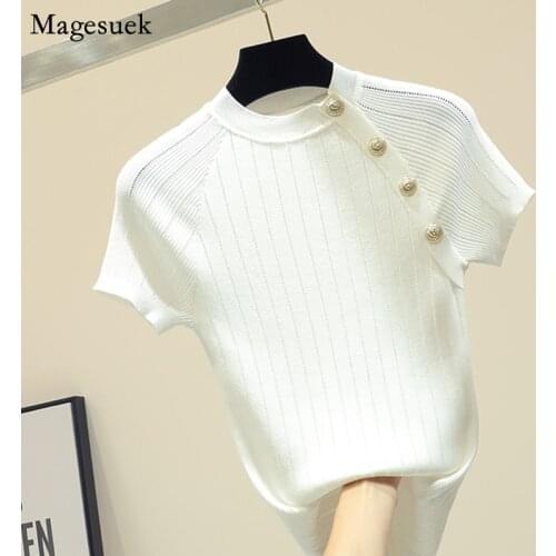 Cotton Summer Women Blouses Tops 2021 New Slim O-Neck Shirts Women Short Sleeve Solid White Blouse Femme Blusas Mujer 8783 50