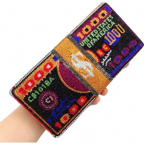 XIYUAN BRAND Women Crystal diamond Clutch Evening Bags Ladies Cocktail Party Diamond Minaudiere Handbag Wedding Purses dollars