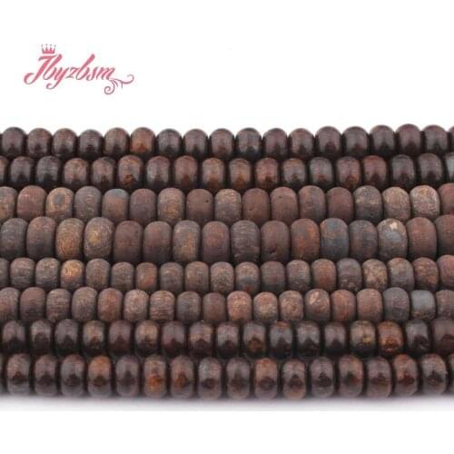 3x6,4x8mm Frost Smooth Rondelle Brown Bronzite Natural Stone Beads For DIY Necklace Bracelets Jewelry Making 15" Free Shipping
