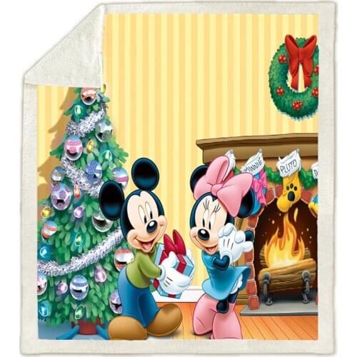 Disney Mickey Minnie Mouse Blanket Cartoon Sherpa Christmas Fleece Blankets Throws on Bed/Crib/Couch Baby Girls Boys Kids Gift