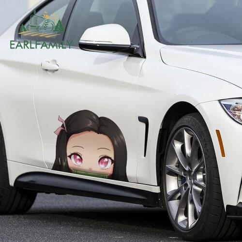 EARLFAMILY 43cm x 32.7cm for Nezuko Peeker Car Stickers and Decals Waterproof Creativite Surfboard Vinyl Car Door Protector