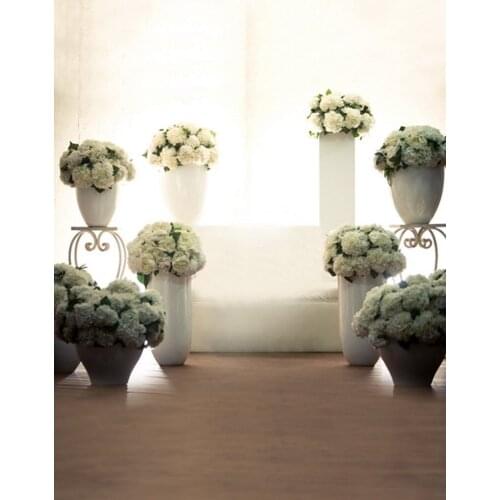 5x7ft Wooden Floor White Flowers Photography Backdrops Photo Props Studio Background