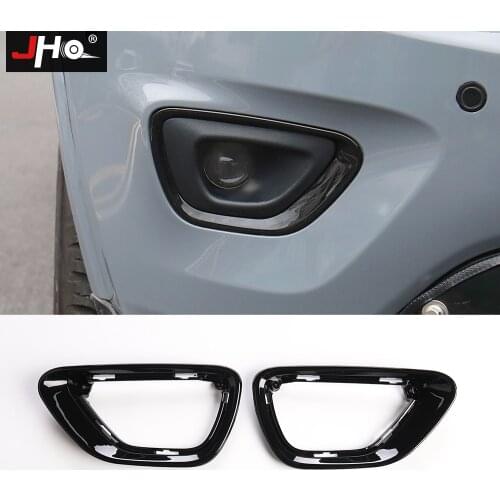 JHO Black Front Fog Lamp Frame Overlay Foglight Cover Trim For Jeep Grand Cherokee 2014-2016 2015 Limited Car Accessories