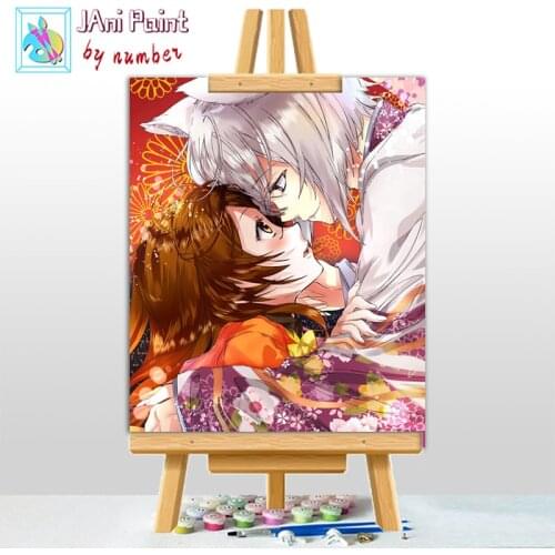Fox Girl Picture DIY Painting By Numbers Anime Colouring Zero Basis HandPainted Oil Painting Unique Gift Home Decor