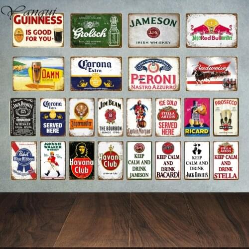 Classic Drink Beer Metal Poster Whiskey Plaque Vintage Pub Tin Signs Wall Decor For Bar Club Man Cave Decorative Plates YA002