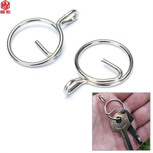 5PCS Camping Equipment 25mm Diameter Spring Stainless Steel Key Ring Outdoor Hanging Buckle