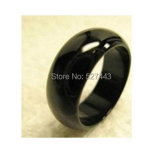 Wholesale FREE SHIPP >Beautiful natural lucky black stone ring breadth men ring size9