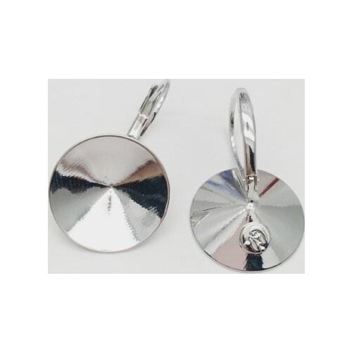 Lo Paulina round stone earring fittings 14mm rivoli earrings findings with French lever back for Jewelry DIY making