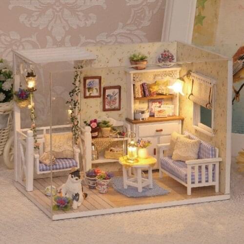 Diy Doll House Furniture Miniature 3D Wooden Miniaturas Dollhouse Toys for Children Birthday Gifts Casa Kitten Diary
