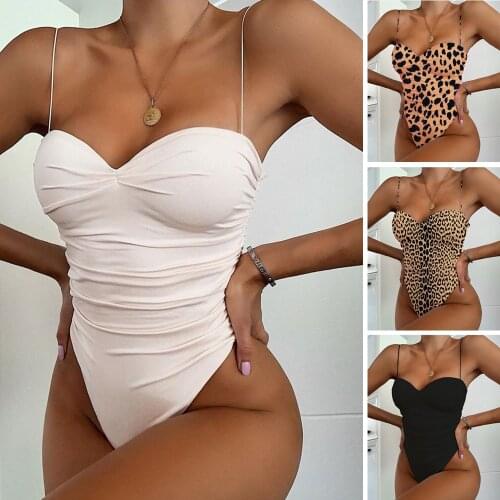 Sexy Swimwear 2020 Bikini Set High Leg Cut Swimming Suit For Women Leopard Print Solid Padded Push-up Swimsuit