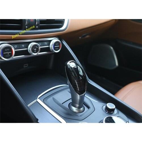 LAPETUS Interior Refit Gear Head Holder Shift Knob Frame Cover Trim Fit For Alfa Romeo Stelvio 2017 - 2020 Carbon Fiber Look