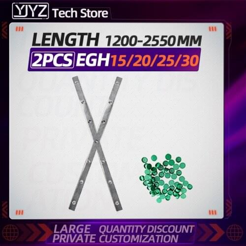 Low-set linear guide 2PCS EGH15/EGH20/EGH25/EGH30 high precision suitable for automation equipment, length=1200MM-2550MM