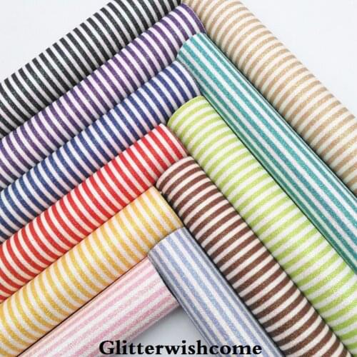 Mini Roll 30x134cm Glitter Leather Printed Stripes Glitter Synthetic Faux PU fabric Vinyl with Felt Backing for Bows GM301B