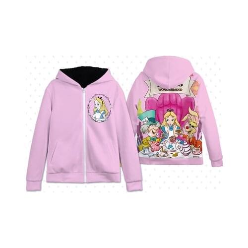 Disney Alice in Wonderland Fashion Anime Figures Cartoon Products Cosplay Accessories Customized Casual Hoodie Gifts Unisex