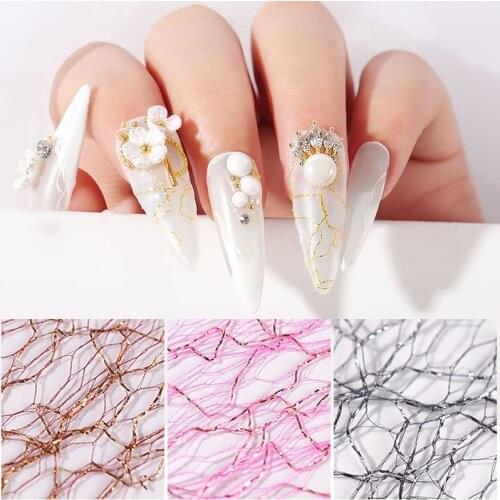 DIY Nail Beauty Sticker Pink Silver Manicure Luxury Sari Mesh Decoration Blue Nail Art Gauze Rose Black Nail Sally Mesh Sticker