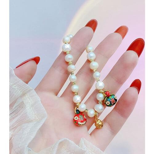 Personalized Fashion Golden Swallowing Beast bracelets colorful Pendant Top Quality Freshwater Pearl Bling Shine Pearl Bracelets