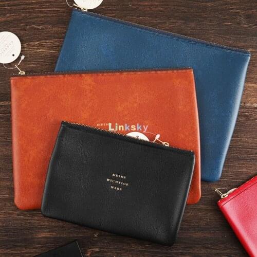 HIGHTIDE Flat Pouch (Classic),Large Capacity Classic Retro PVC Waterproof Storage Bag Portable Travel Pocket,office Supplies