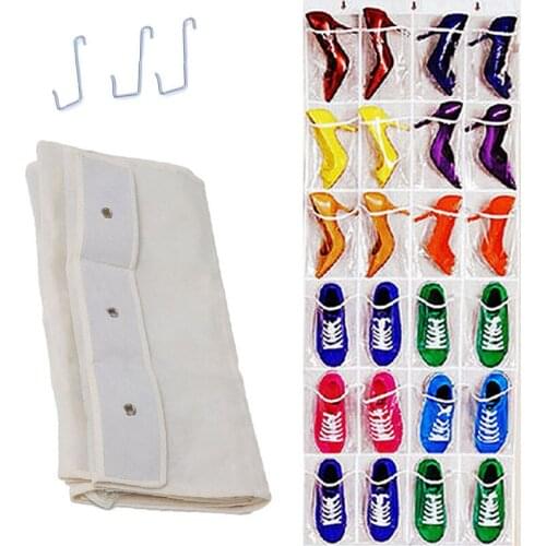 24Pockets Hanging Organizer Shoes Bag Holder Room Door Back Storage Bags Shoe Rack Hanger Tidy Organizor QB875465