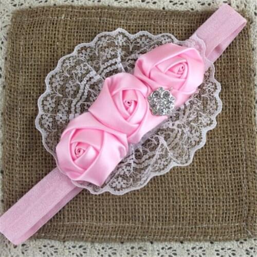 Hot Sale Flowers Rose Rhinestone Elastic Headbands Baby Girls Kids Children Hairbands Headwear CC7983