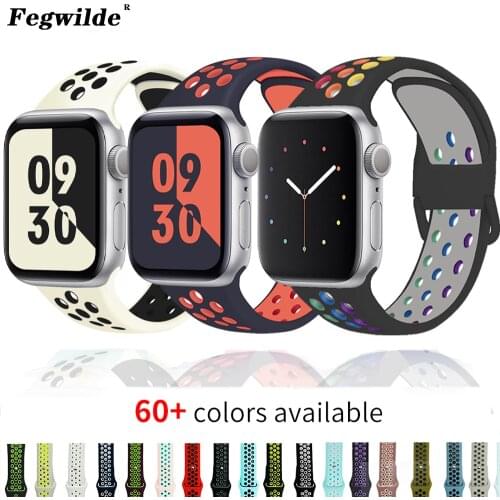 Silicone Strap For Apple Watch Band 40mm 44mm 38mm 42mm Rubber breathable Belt Smartwatch Wristband iWatch serie 3 se 4 5 6
