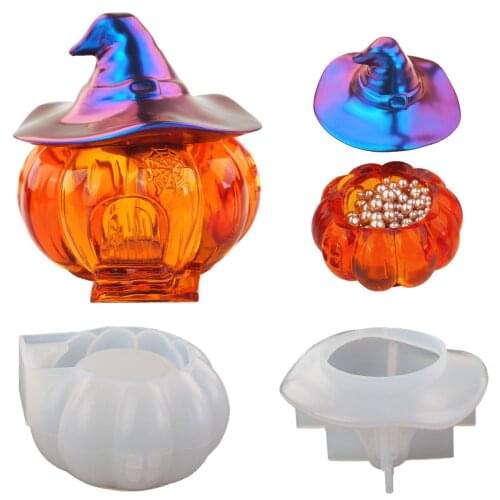 Halloween Pumpkin Storage Box Silicone Mold Diy Candy Boxes Resin Molds Jewelry Accessories Making Ghost Home