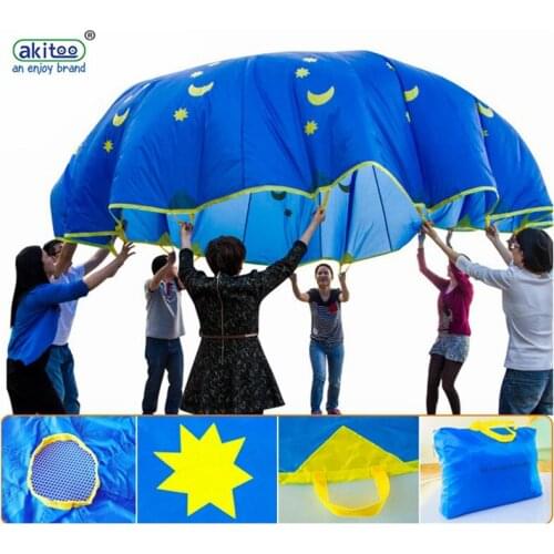 Akitoo 136 1.8/3/5m Outdoor Toy Rainbow Umbrella Parachute Sensory Toys Children Playing Outside Traning Cooperate outdoor games