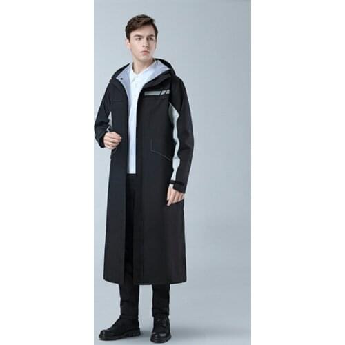 Black Fashion Adult Waterproof Long Raincoat Women Men Rain coat Hooded For Outdoor Hiking Travel Fishing Climbing Thickened