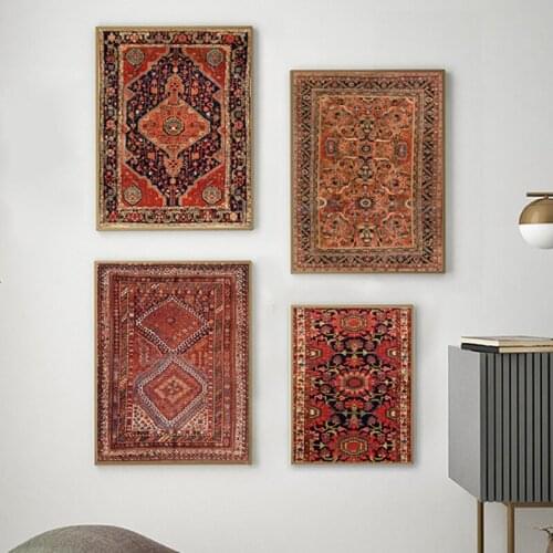 Oriental Rugs Pattern Vintage Posters and Prints Antique Persian Carpets Retro Wall Art Canvas Painting Pictures Home Decor