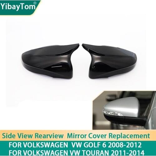 Bright Black Sport Style Replacement Mirror cover Cap for Volkswagen VW Golf 6 MK6 2008-2012 for Touran 2011-2014 accessories