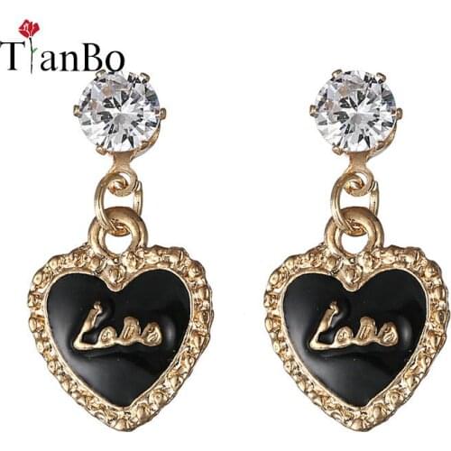 High Quality Jewelry Heart Forever Love Earring Gold Color Women Charm Stud Earring Fashion Wholesale Earrings For Woman