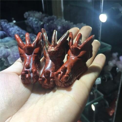 1pcs natural stones and minerals red obsidian hand carving dragon head figurine as gifts for home decoration wholesale