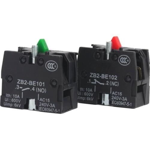 10pcs Zb2 Push Button Switch Xb2-be102c(nc) Contact Block Xb2-be101c (no) contact module