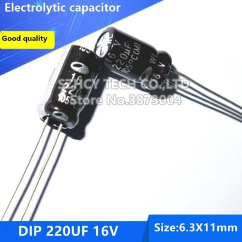 100pcs DIP 220UF 16V 6.3*11 Electrolytic capacitor