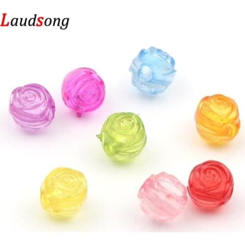 100pcs/lot 9mm Rose Acrylic Round Beads Loose Spacer Beads For Diy Jewelry Making Necklace Bracelets Accessories