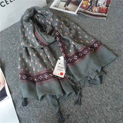 2015 Women Little Floral Printed Tassel Scarf Women Cotton Voile Flower Tassel Scarf Shawls Wraps Hijabs 5pcs/lot