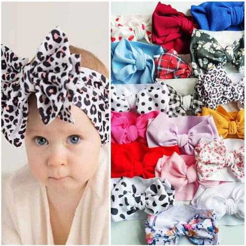 3Pcs/Set Leopard Dot Flower Printed Baby Girls Headband Cute Bowknot Wide Baby Hair Bands For Newborn Baby Hair Accessories