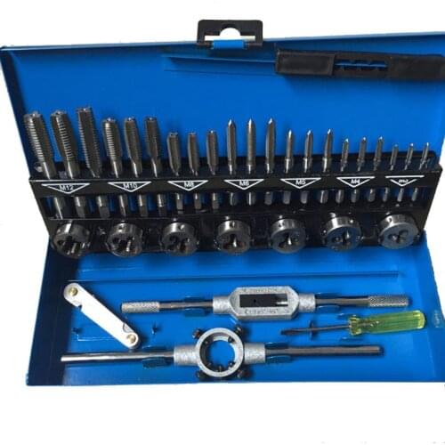 32pcs Metric Tap and Die Set Alloy Steel M3-M12 Wrench Screwdriver Drill Bits 23GB