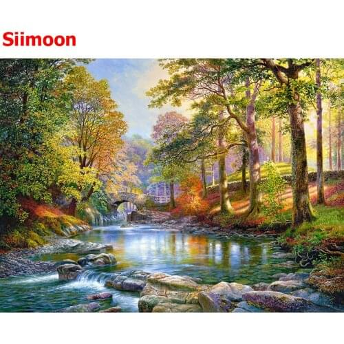 5d diy diamond painting woods natural landscape full square round diamond embroidery rhinestone needlework decor