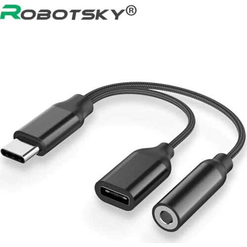 Type-C Adapter 3.5mm Jack Earphone to USB C Charge Listen Calling for USB-C Phone Without 3.5MM Headphone Jack for Huawei Xiaomi