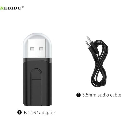 Mini Bluetooth V5.0 Audio Transmitter Receiver Wireless Stereo Audio 3.5MM Jack Adapter for PC TV Headphones support TF card