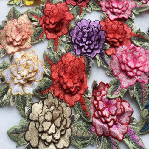 Free Ship 10Pcs/lot Mix color Clothing Applique Embroidery Small 3d Flower Patches Sew On Dress Clothes Garment Patch White Blue