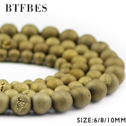 BTFBES Matte Electroplate Gold Gap carnelian Stone Beads 6 8 10mm Natural Stone Loose Beads For Jewelry Bracelet Making DIY Ball