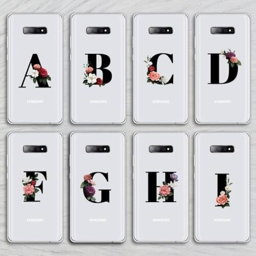 Alphabet Letter Phone Case Transparent for Samsung A71 S9 10 20 HUAWEI p30 40 honor 10i 8x xiaomi note 8 Pro 10t 11