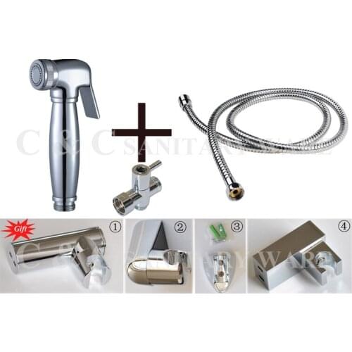 Holder As a Gift!!! Wall Mounted Chrome Shattaf Portable Bidets With 150 cm Hose And Brass Water Separator A2003ST