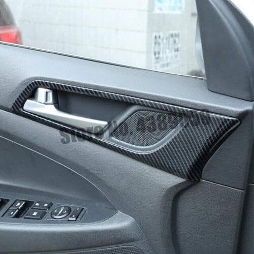 For Hyundai Tucson 2015 2016 2017 2018 2019 2020 ABS Carbon fibre Car inner door Bowl protector frame Cover Trim Car Styling