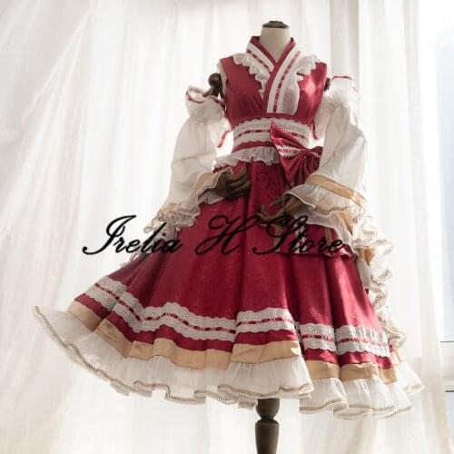 Irelia H Store TouHou Project Cosplays Hakurei Reimu Cosplay Costume halloween lolita dress female Custom made