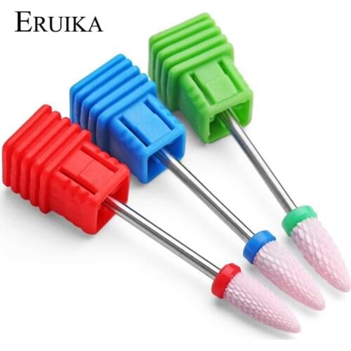 ERUIKA 3 Type Pink Ceramic Nail Drill Bit Rotate Burr For Manicure Electric Nails Drill Accessories Nail Milling Cutter Tools