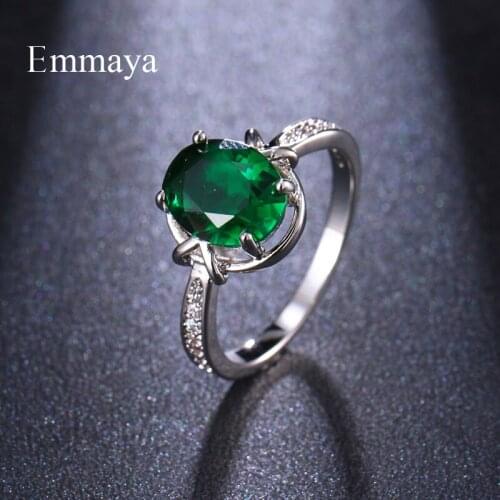Emmaya Classical Color Oval Shape Cubic Zircon Ring For Women And Girls Delicate Dress-up In Fashion Party Cute Gift